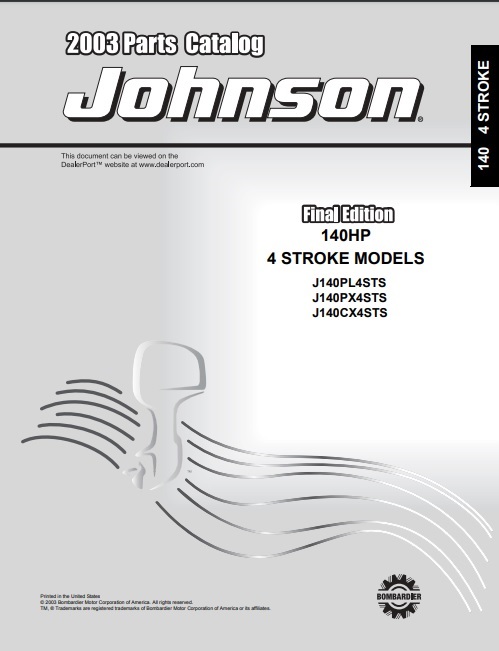 2003 Johnson Evinrude 140HP 4-Stroke Parts Catalog Manual