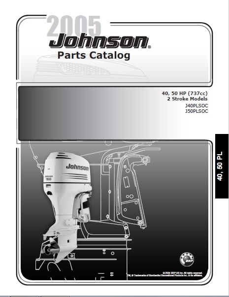 2005 Johnson Evinrude 40, 50HP 2-Stroke Parts Catalog Manual