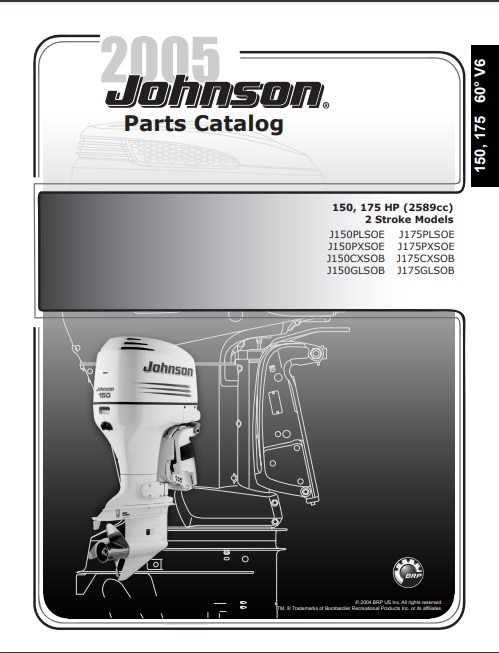 2005 Johnson Evinrude 150, 175HP 2-Stroke Parts Catalog Manual