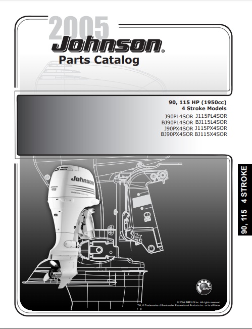 2005 Johnson Evinrude 90, 115HP 4-Stroke Parts Catalog Manual