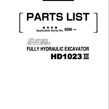 Kato HD1023III Super Exceed Fully Hydraulic Excavator Parts List Manual